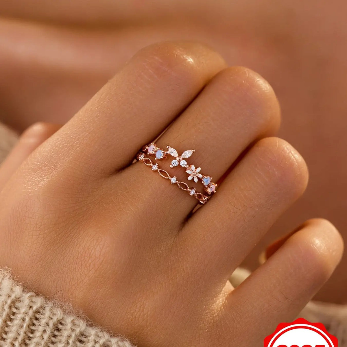 Dainty Floral Butterfly Ring