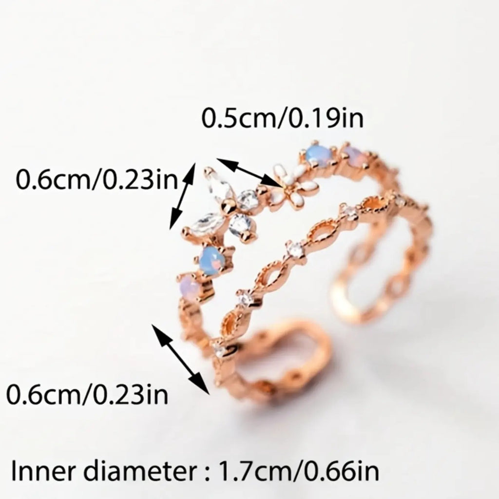 Dainty Floral Butterfly Ring