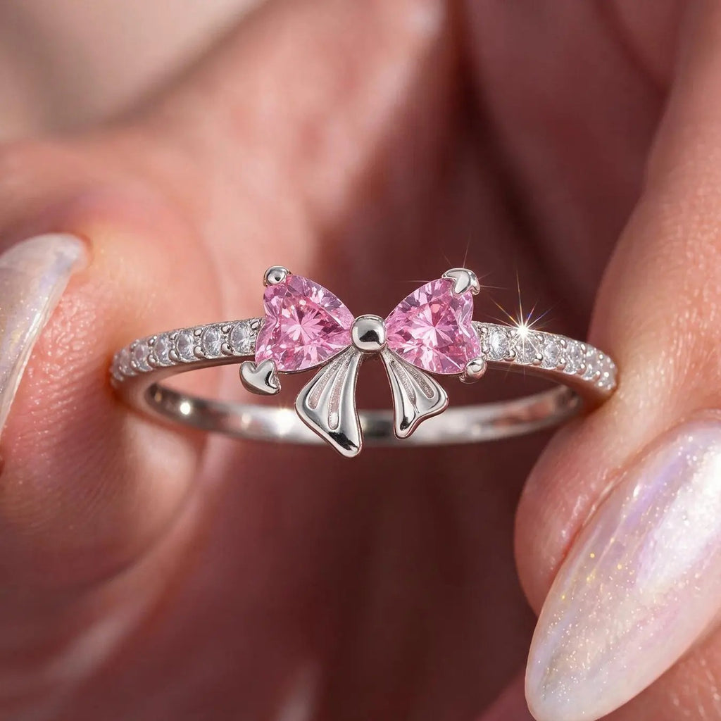 Dainty Bow Heart Ring