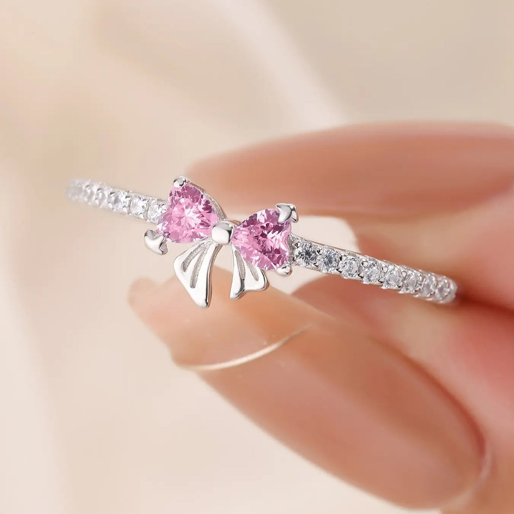 Dainty Bow Heart Ring