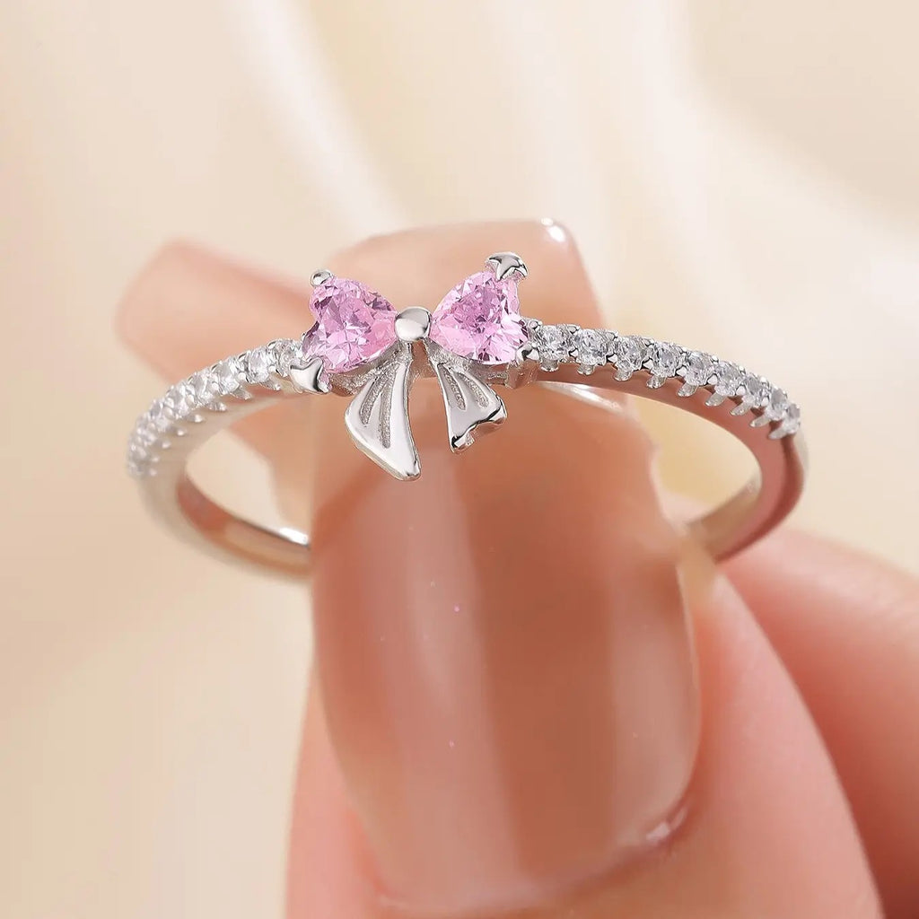 Dainty Bow Heart Ring