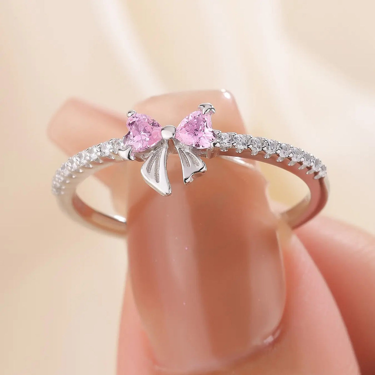 Dainty Bow Heart Ring
