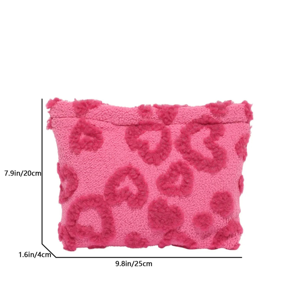 Pink Heart Plush Clutch