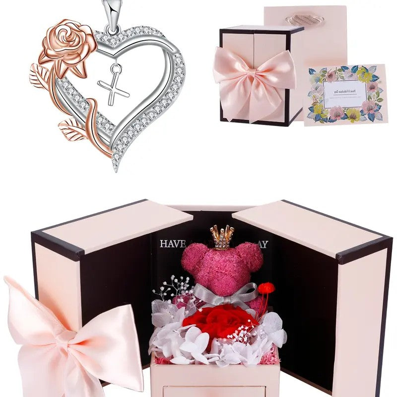 Elegant Rose Initial Heart Necklace
