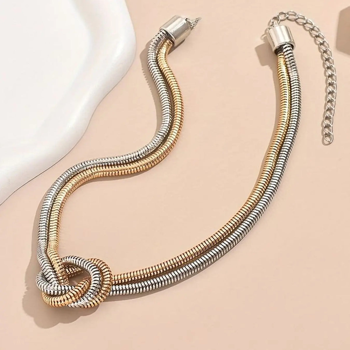 Two-Tone Knot Chain Necklace