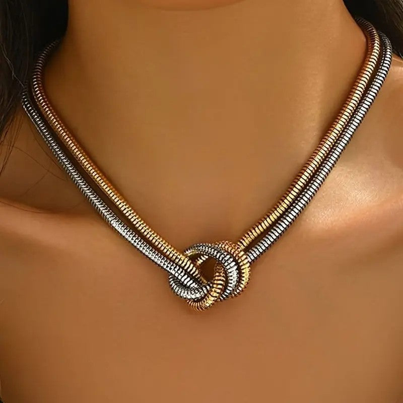 Two-Tone Knot Chain Necklace