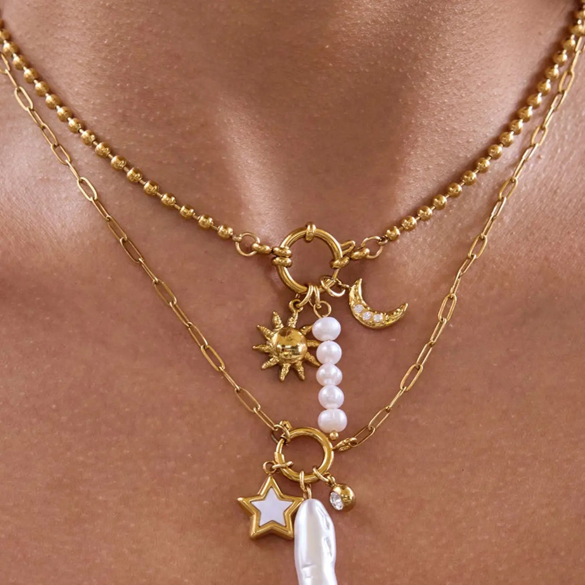 18k Celestial Charm Necklace Set