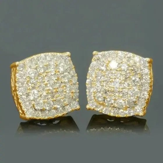 18k Geometric Square Stud Earrings