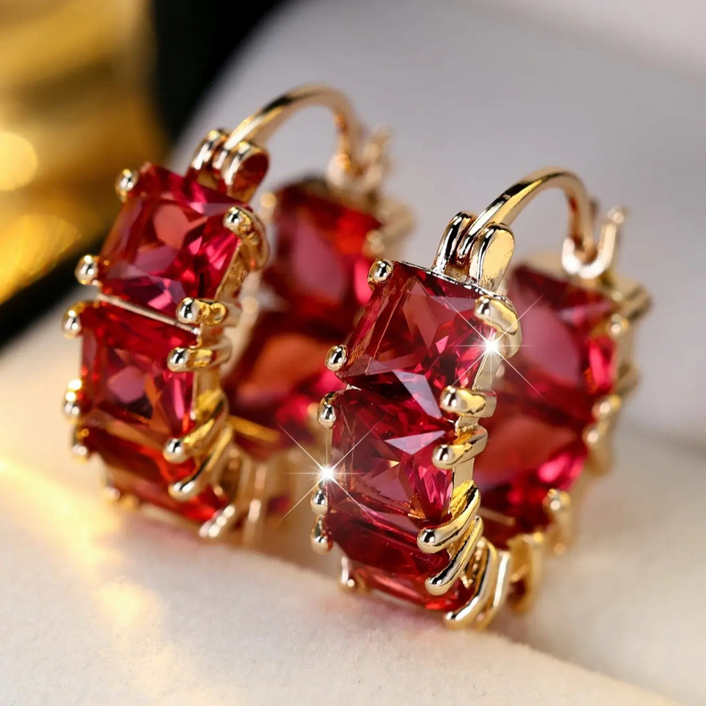 18k Vintage Geometric Hoop Earrings