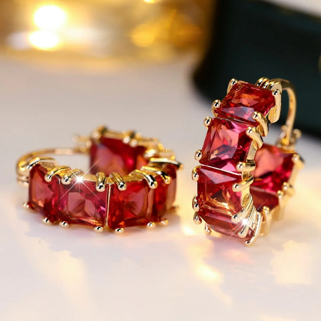 18k Vintage Geometric Hoop Earrings
