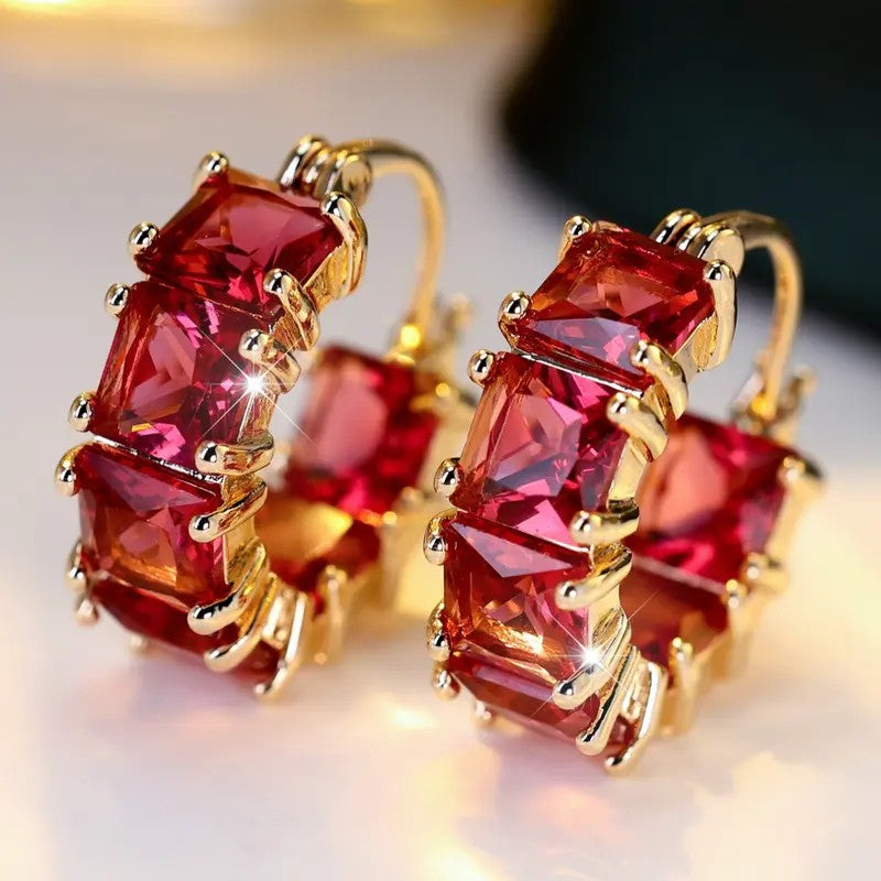 18k Vintage Geometric Hoop Earrings