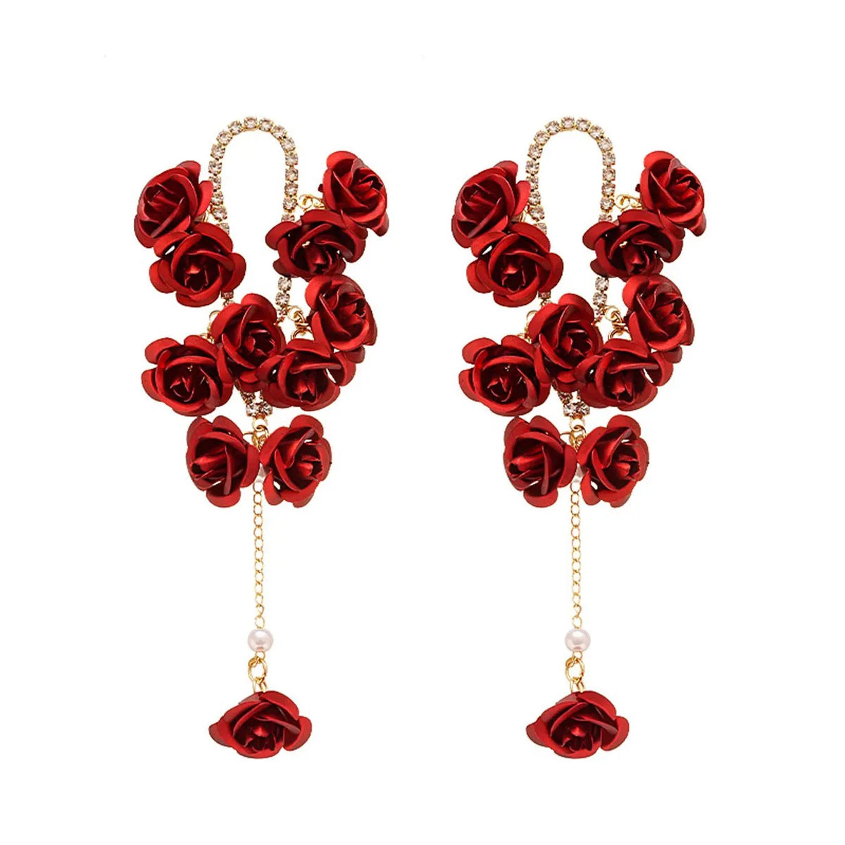 Elegant Rose Pearl Drop Earrings