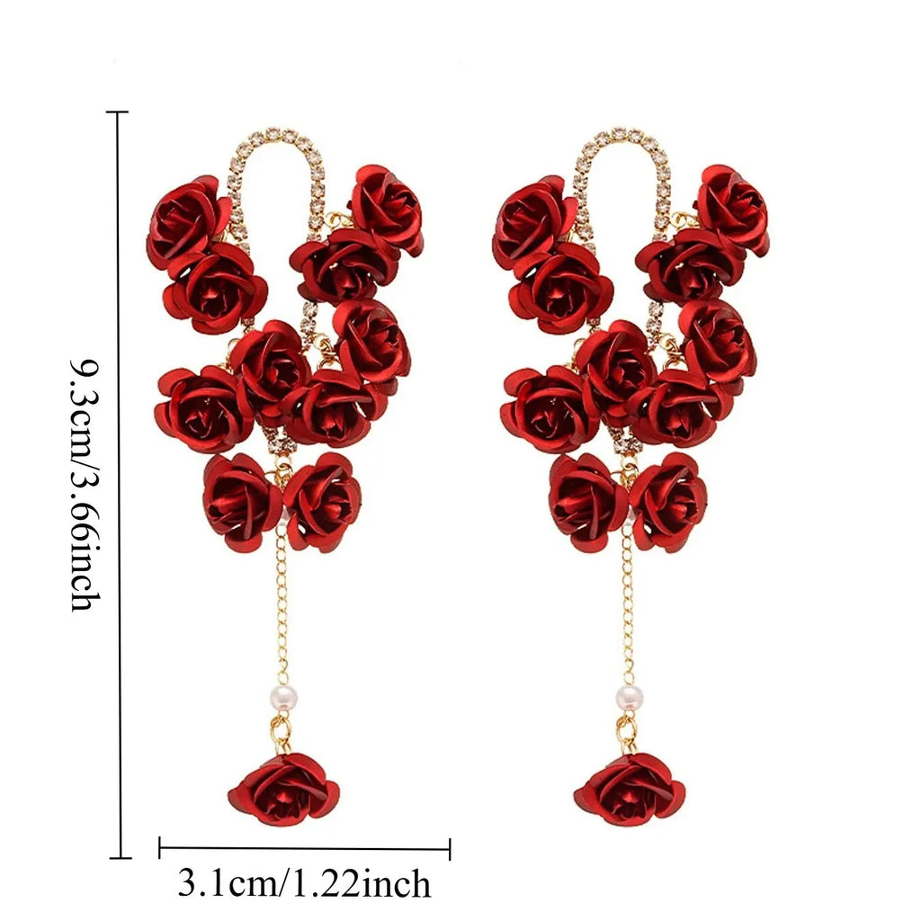 Elegant Rose Pearl Drop Earrings