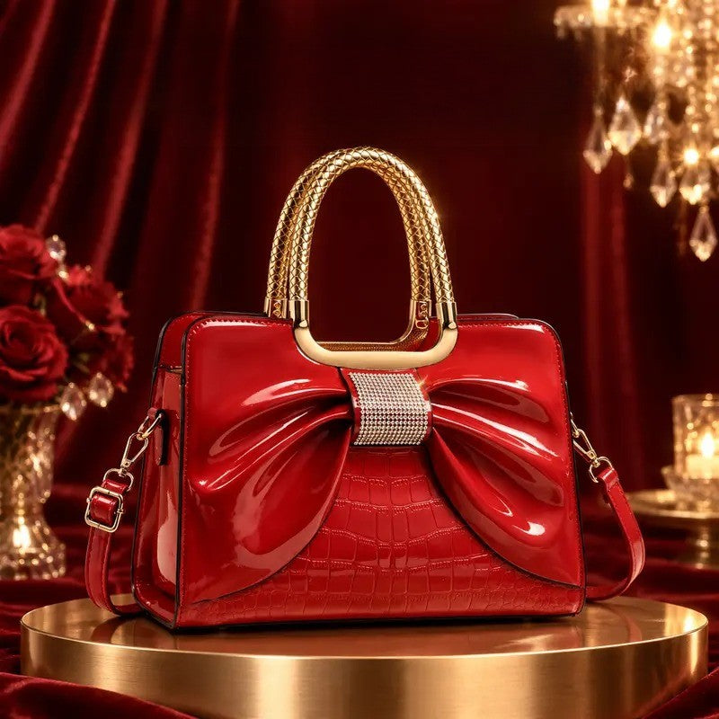 Elegant Croc Bow Satchel