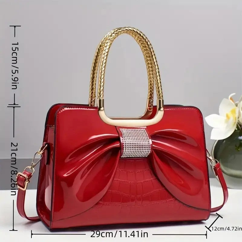 Elegant Croc Bow Satchel