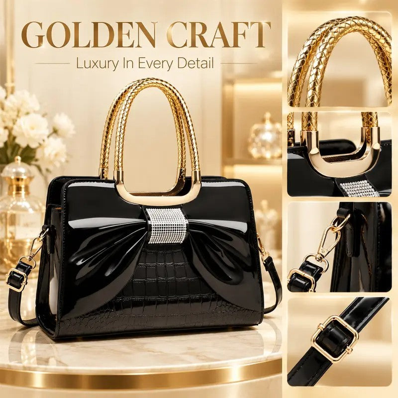 Elegant Croc Bow Satchel