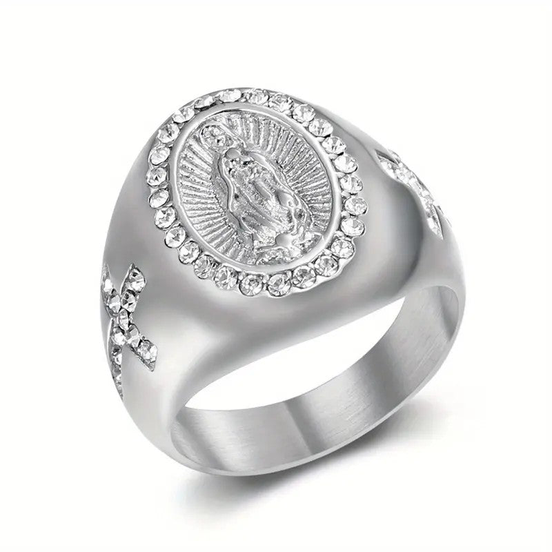 18k Dainty Vintage Virgin Mary Ring