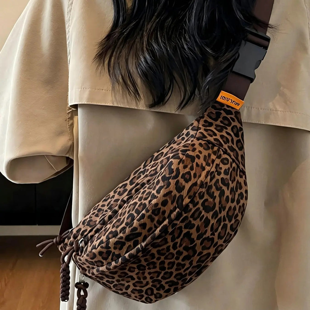 Leopard Flannelette Crossbody Bag