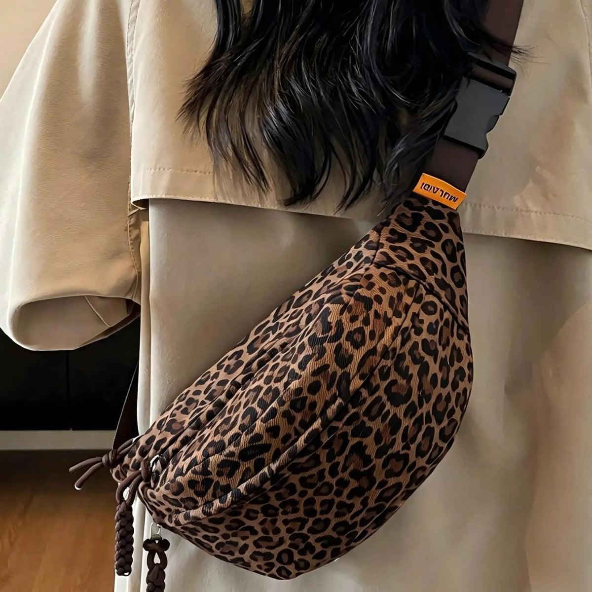 Leopard Flannelette Crossbody Bag