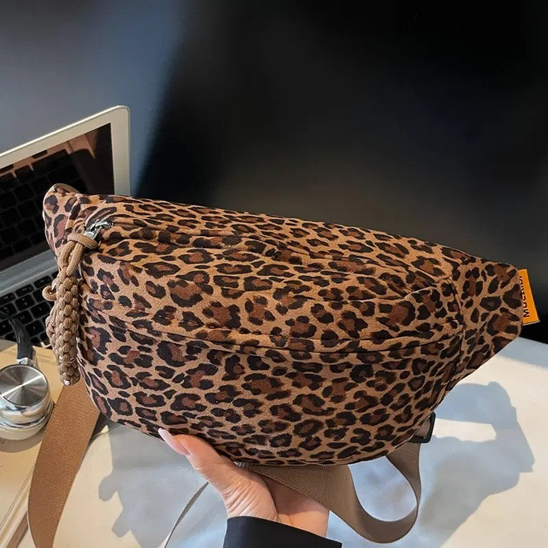 Leopard Flannelette Crossbody Bag