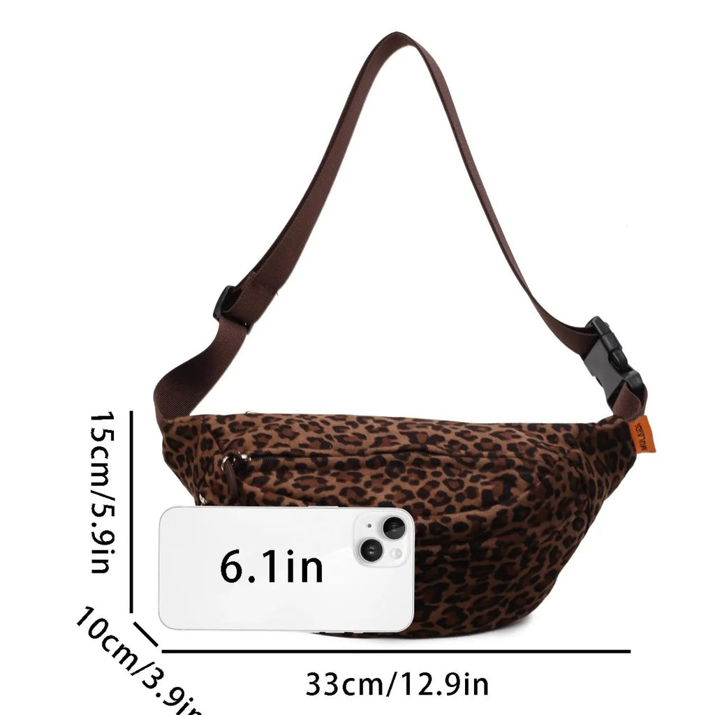 Leopard Flannelette Crossbody Bag