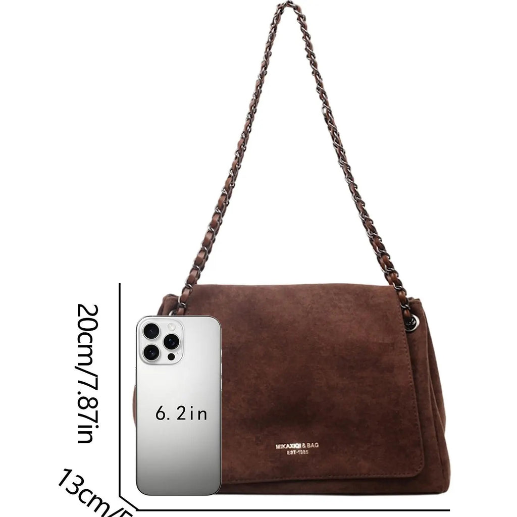 Elegant Suede Chain Shoulder Bag