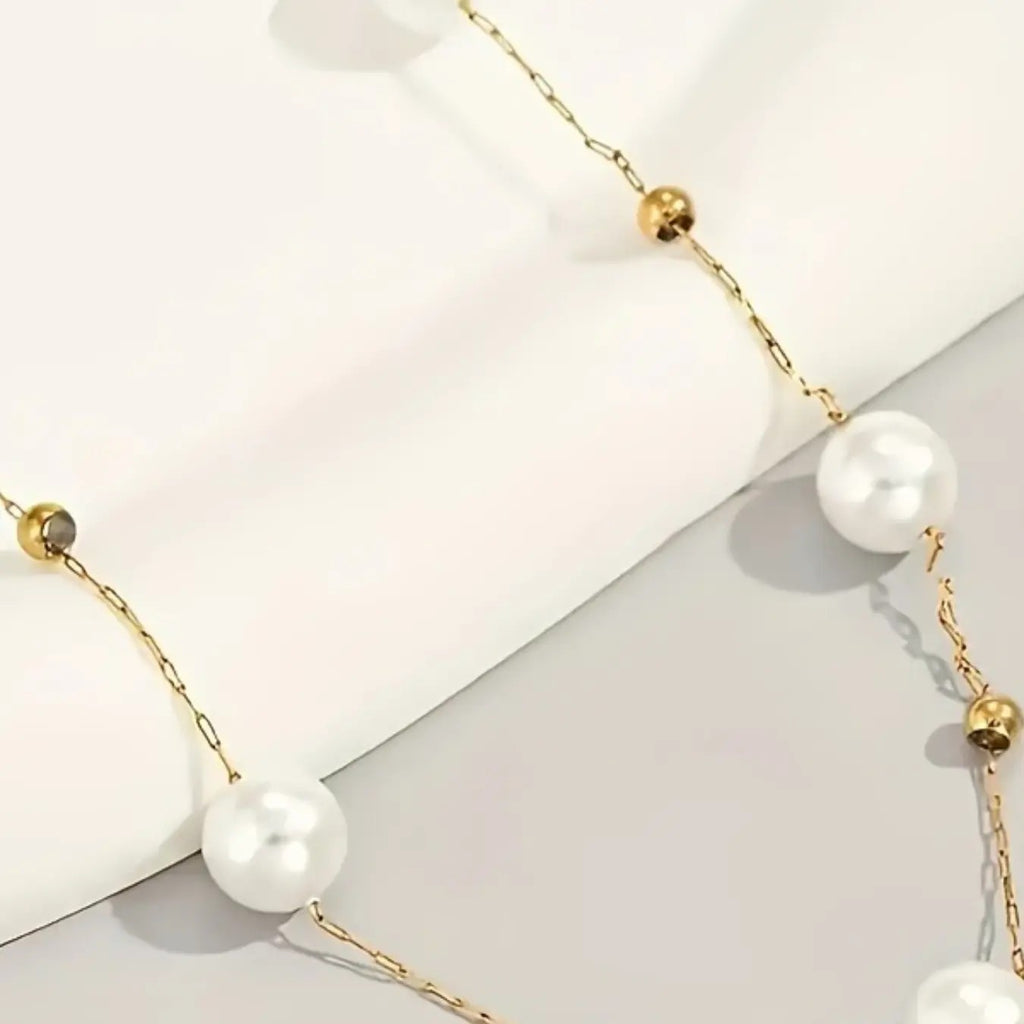 Dainty Pearl Station Necklace
