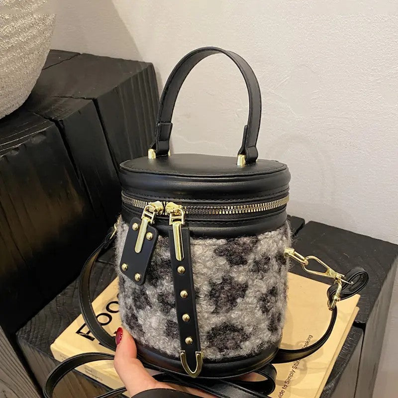 Leopard Print Cylinder Bag