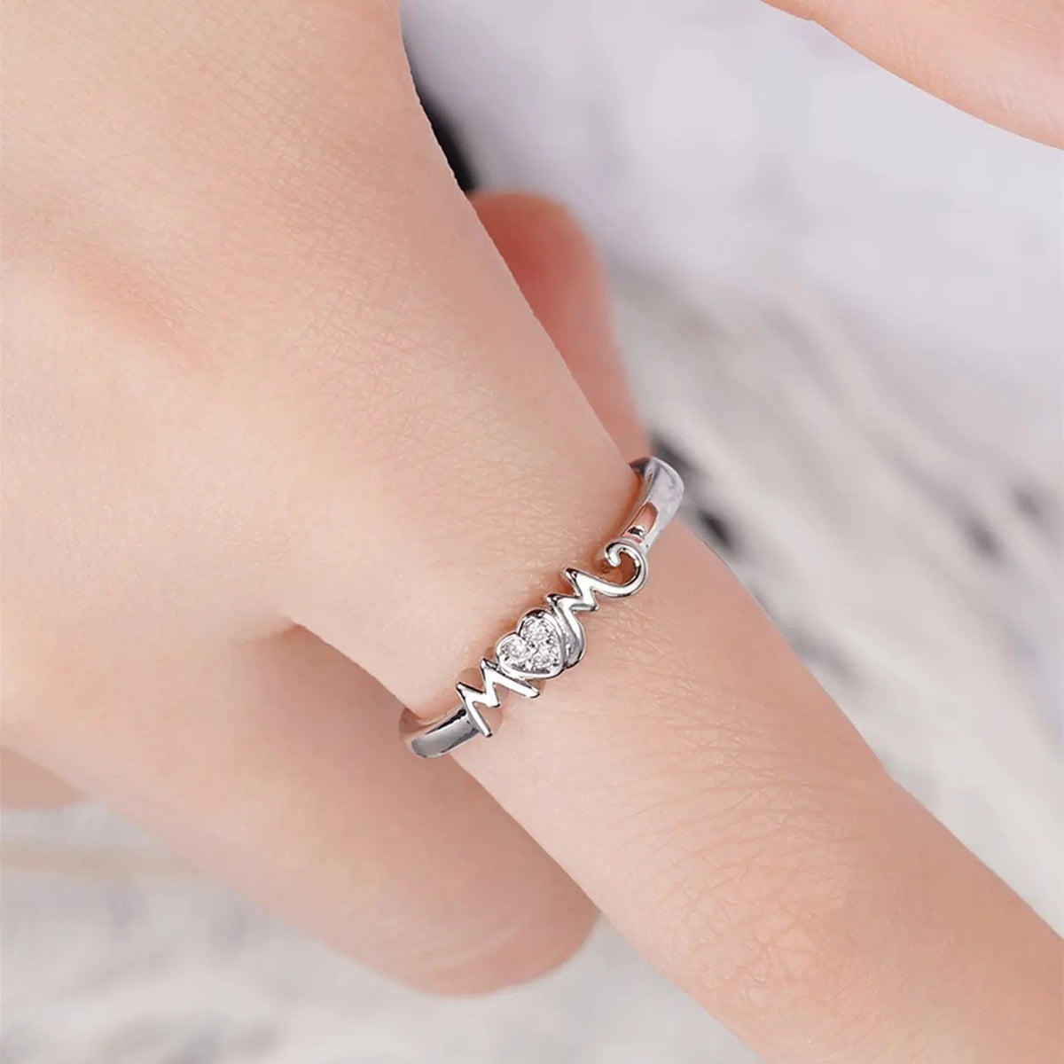 Elegant Heart Mom Ring