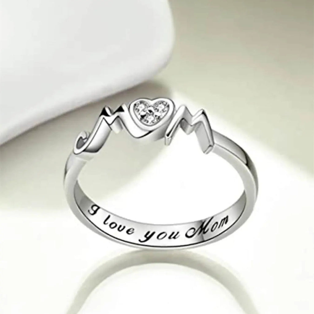 Elegant Heart Mom Ring