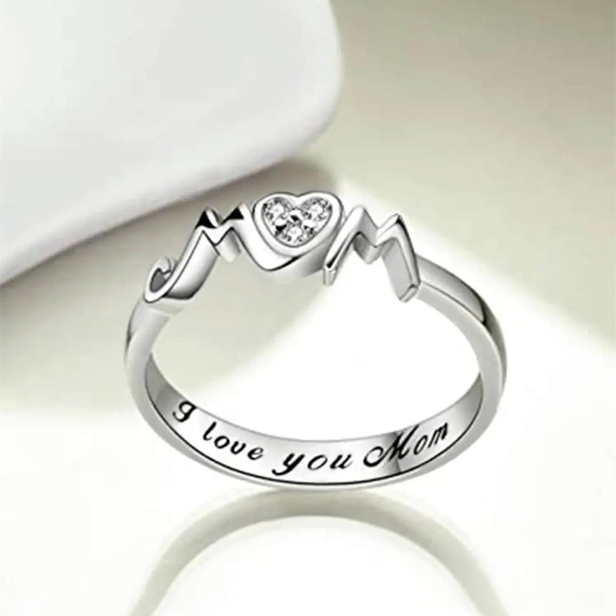 Elegant Heart Mom Ring