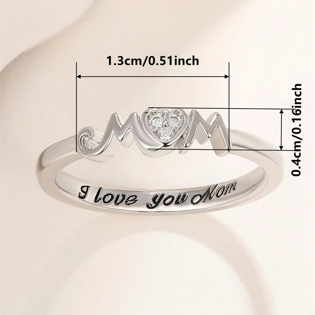 Elegant Heart Mom Ring