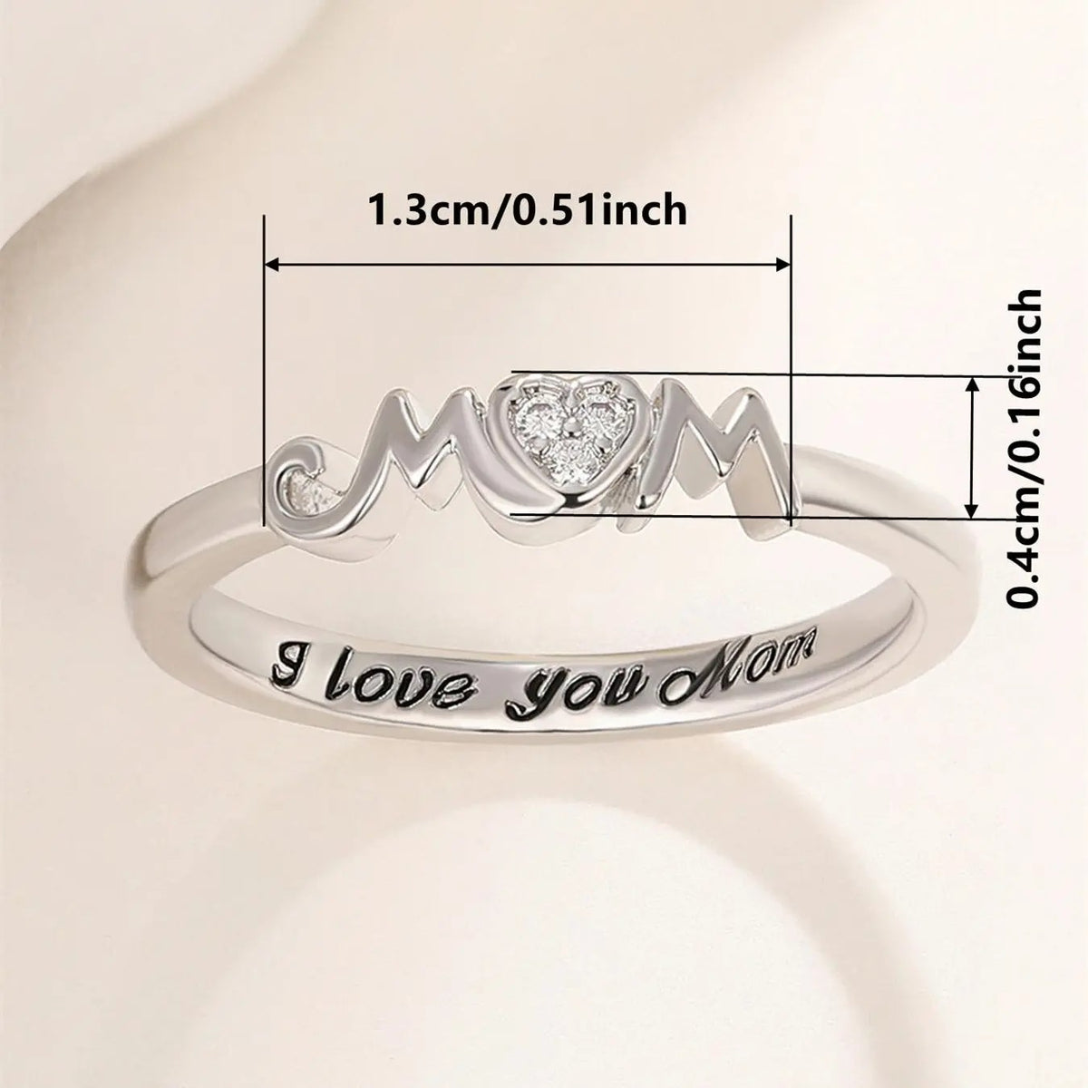 Elegant Heart Mom Ring