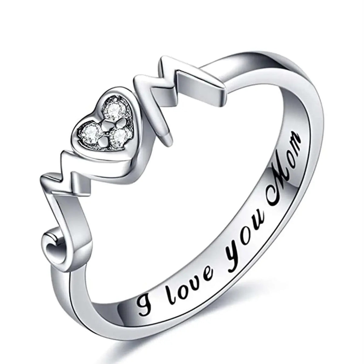 Elegant Heart Mom Ring