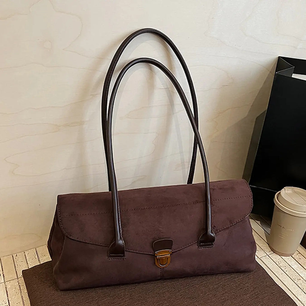 Elegant Suede Flap Shoulder Bag