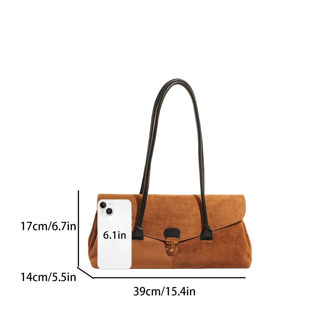 Elegant Suede Flap Shoulder Bag