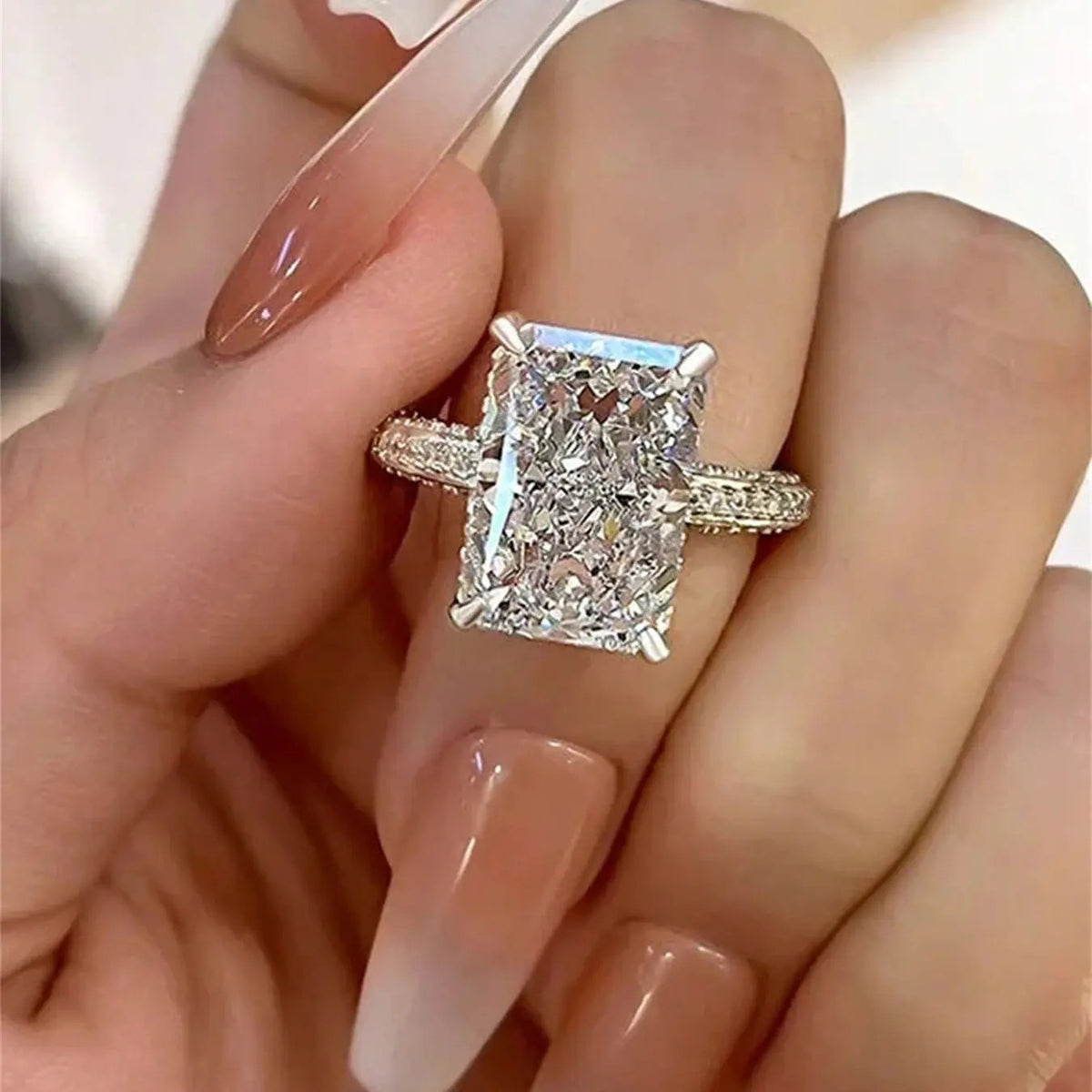 Emerald Cut Crystal Ring