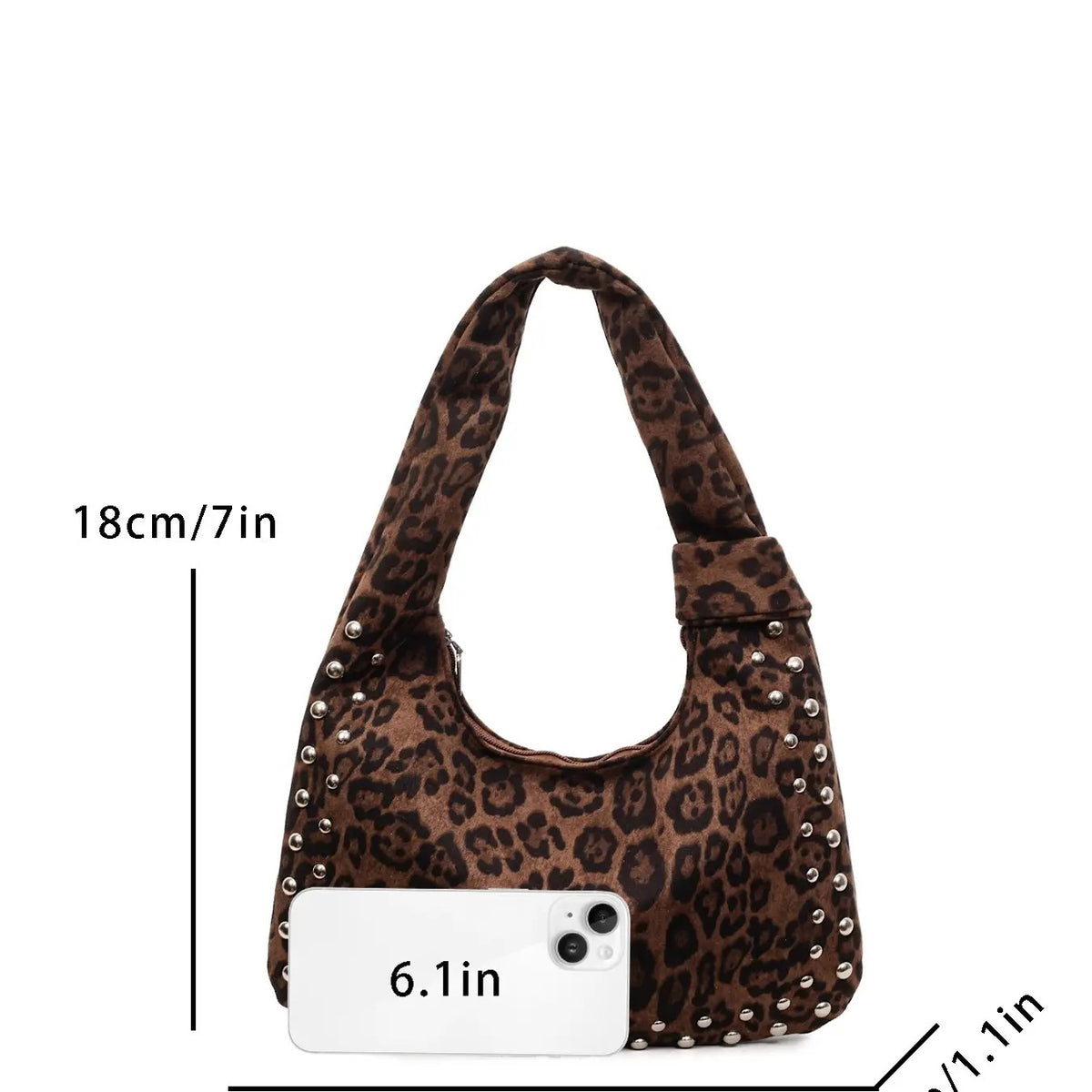 Leopard Studded Hobo Bag