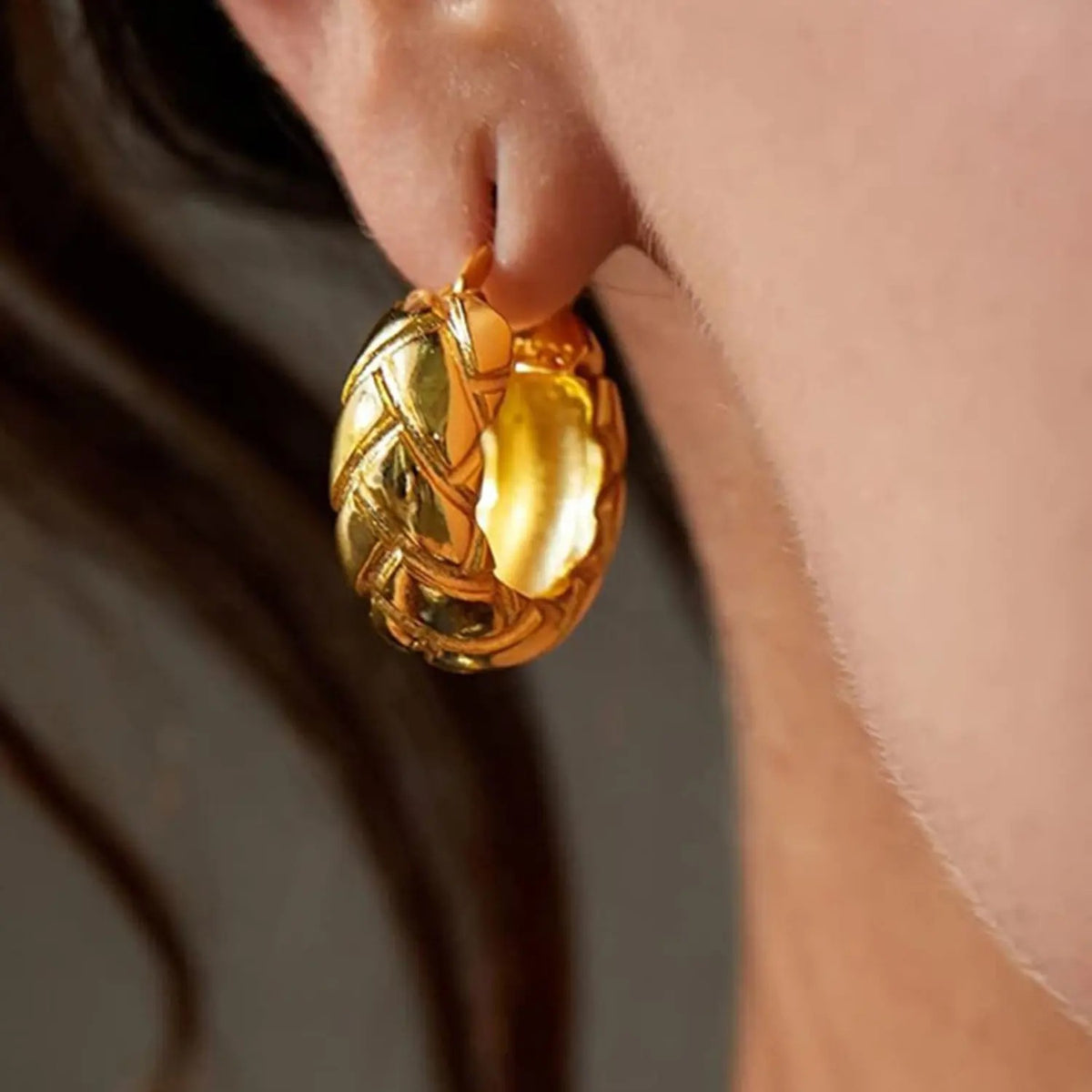 18k Woven Bamboo Earrings