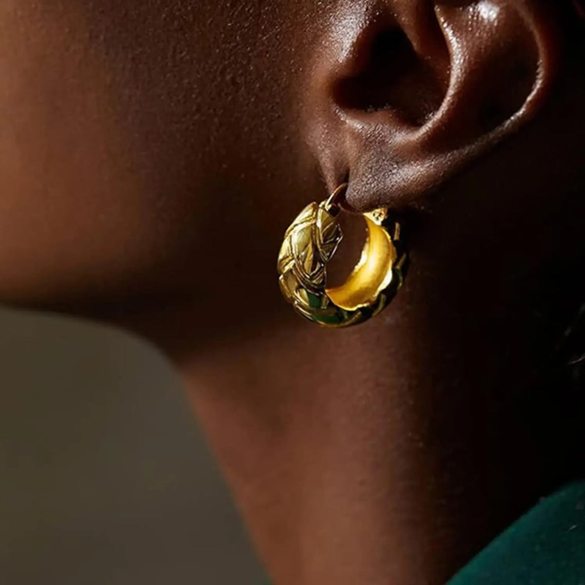 18k Woven Bamboo Earrings
