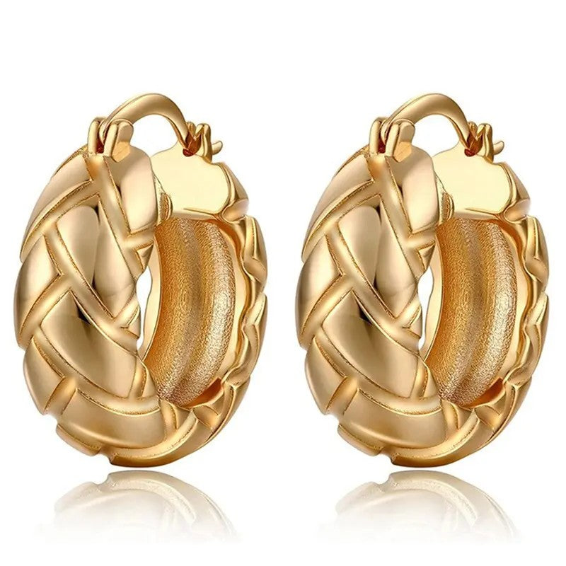 18k Woven Bamboo Earrings