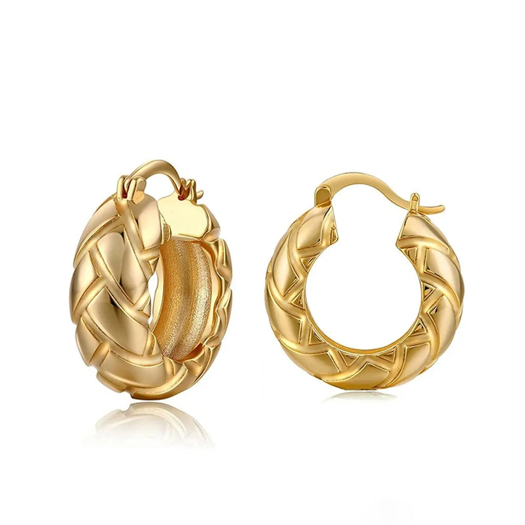 18k Woven Bamboo Earrings