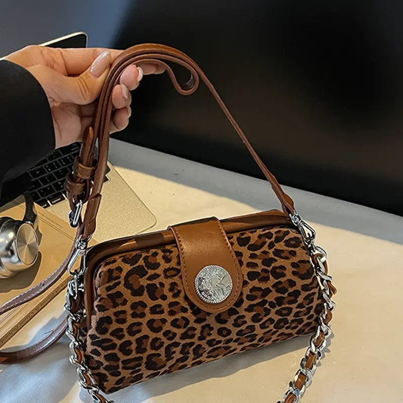 Leopard Suede Crossbody Bag