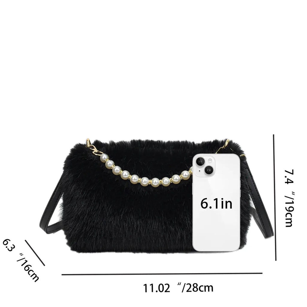 Pearl Faux Fur Crossbody Bag