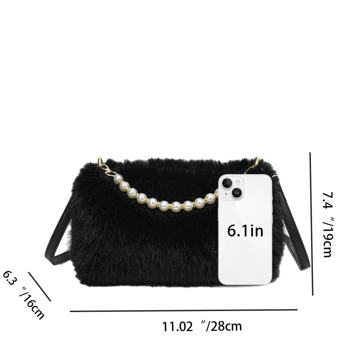 Pearl Faux Fur Crossbody Bag