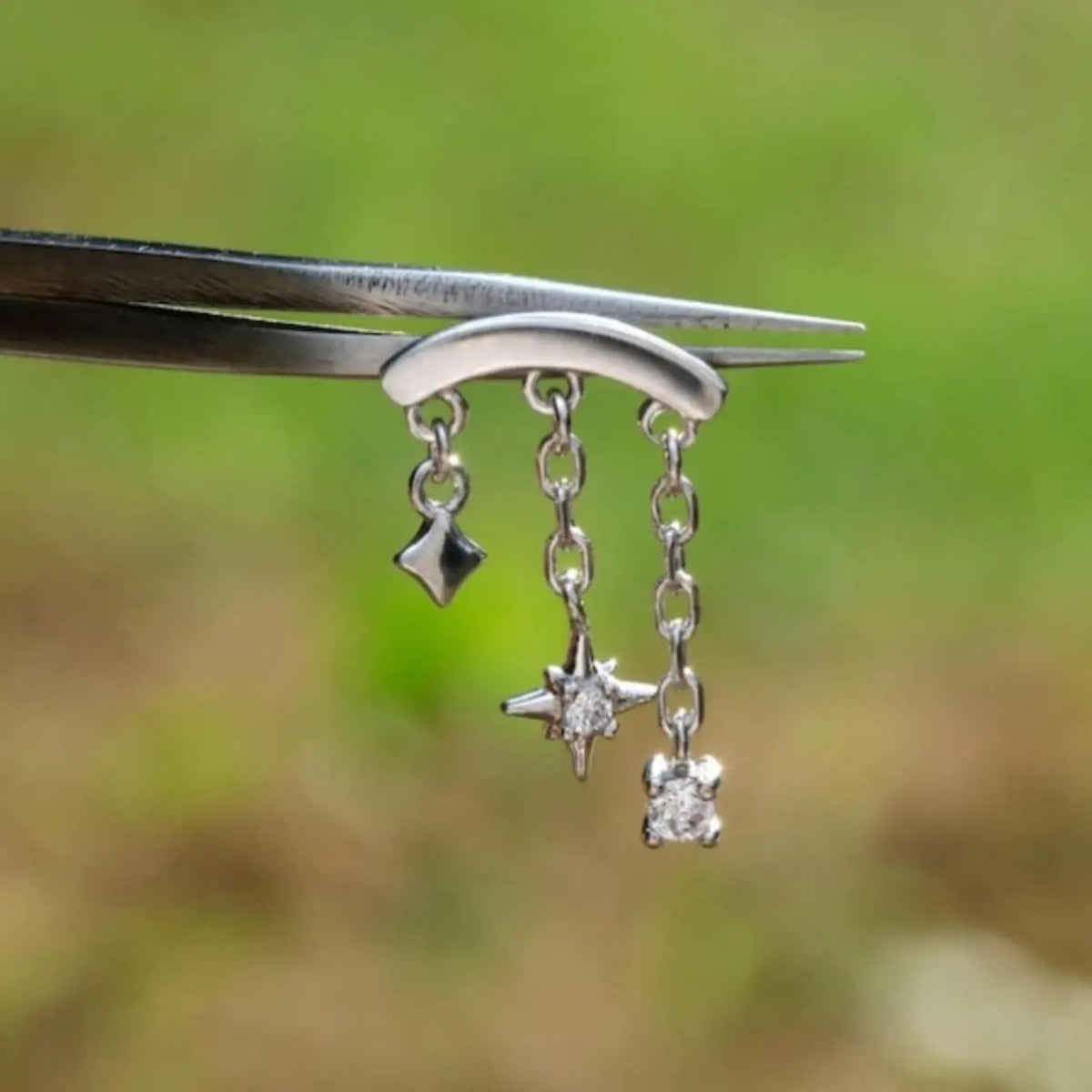 18k Dainty Star Drop Earring