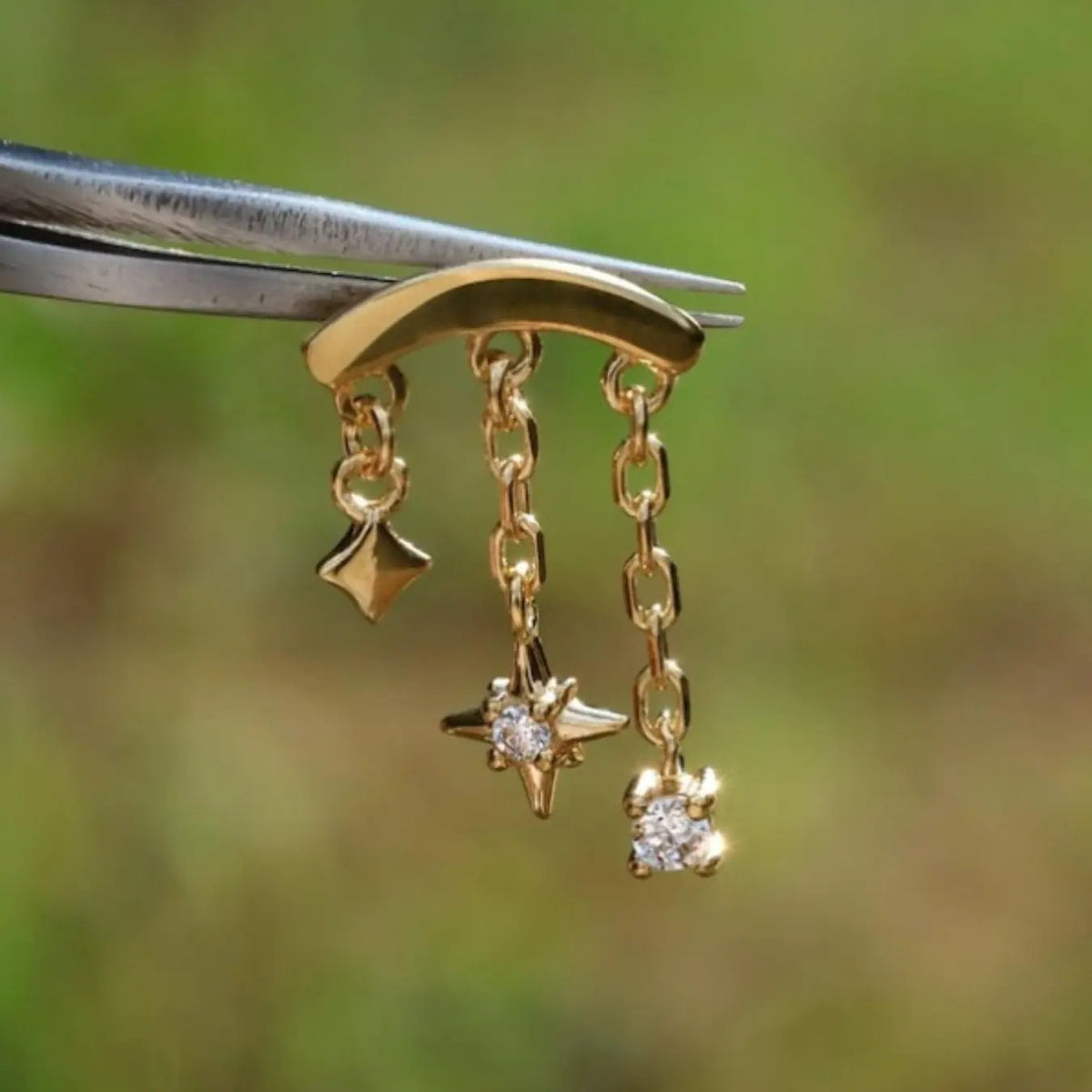 18k Dainty Star Drop Earring