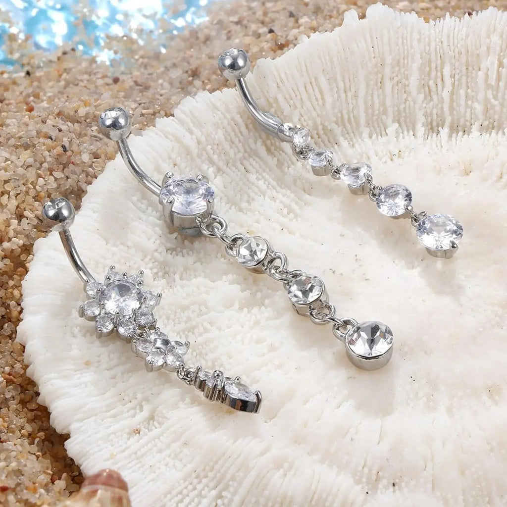 Dainty CZ Flower Belly Ring