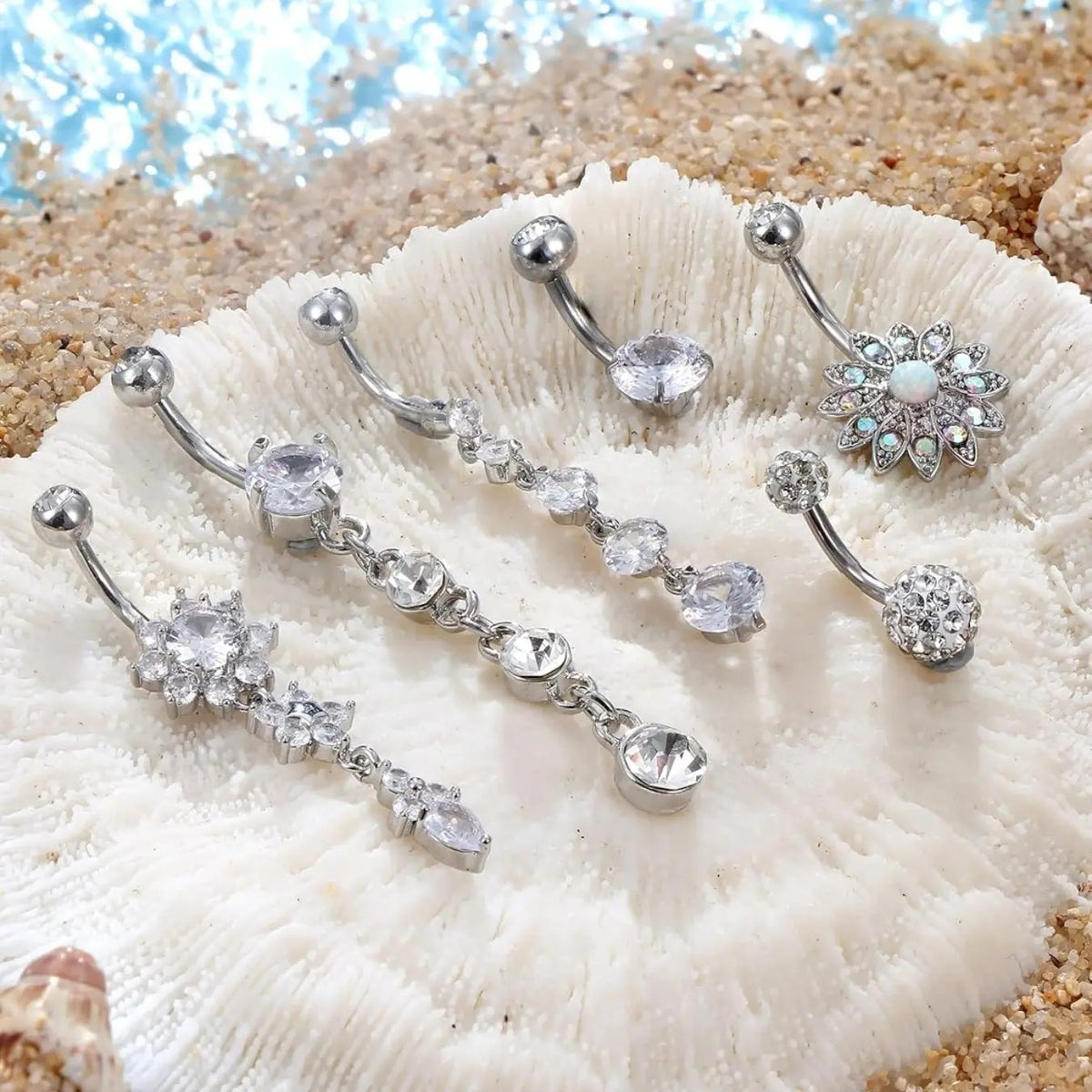 Dainty CZ Flower Belly Ring