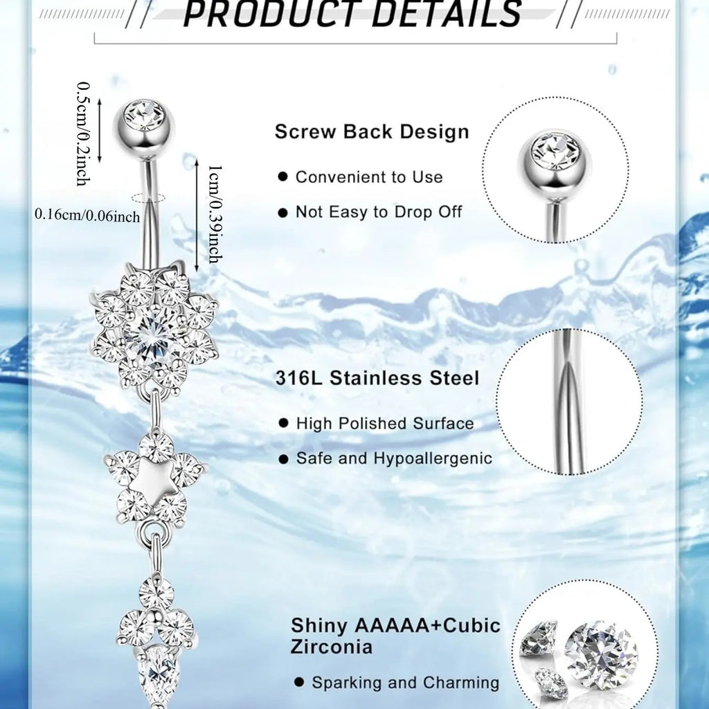 Dainty CZ Flower Belly Ring